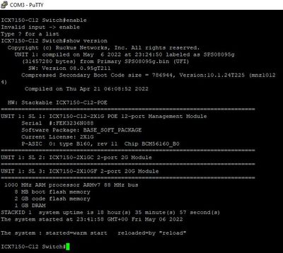 enable and show version.JPG