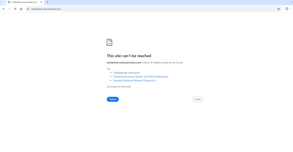 https://Unleashed.ruckuswireless.com page not opening